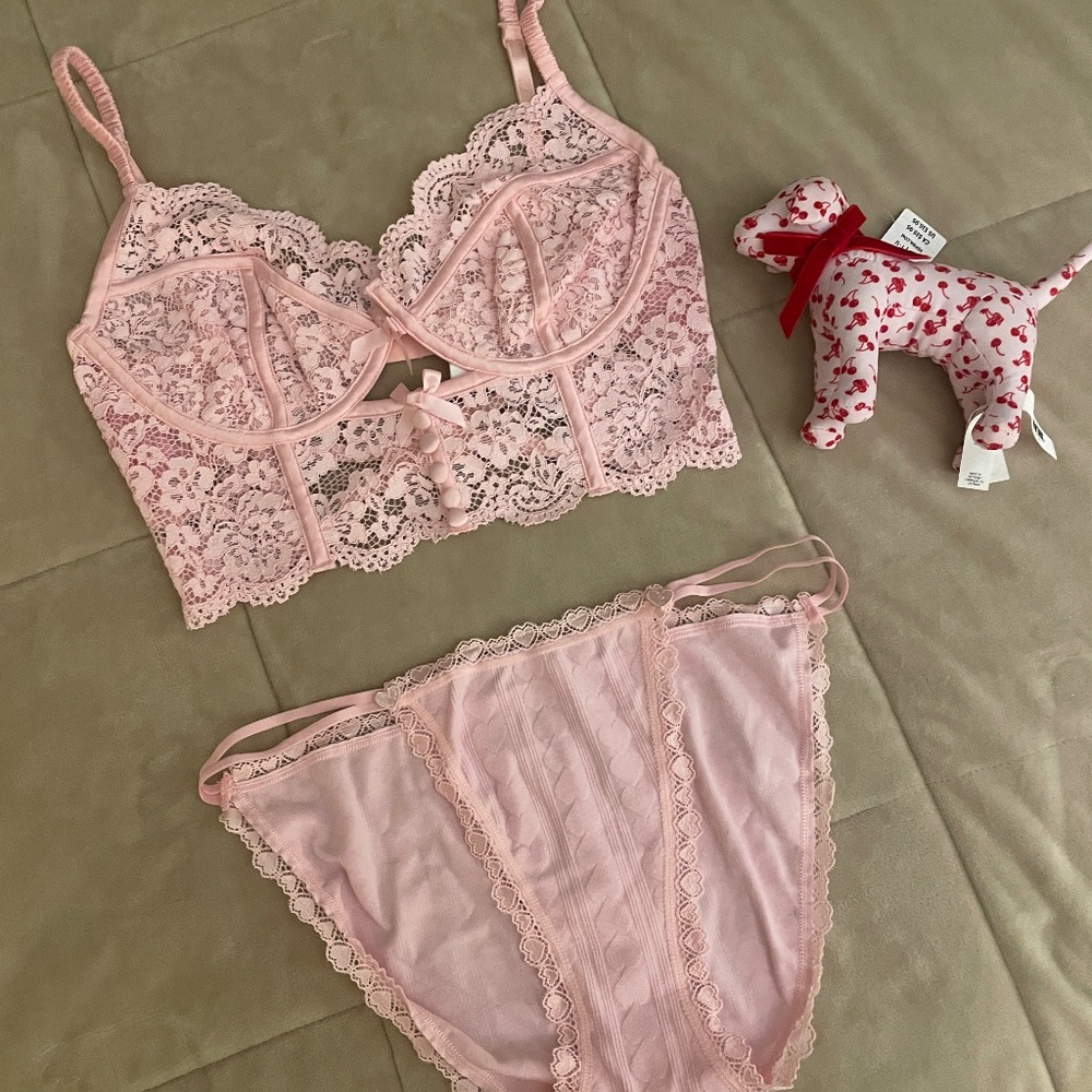 For Love & Lemons Creamsicle Bra /VS Cotton Bikini  36D/L NWT + Gift